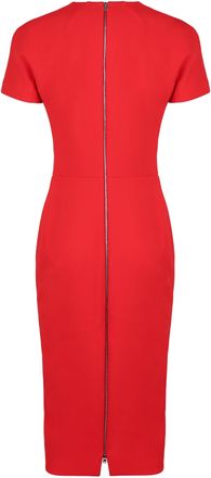 Victoria Beckham Womens Sheath Dress Red Wool Blend Polyester