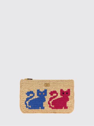 Valentino Garavani VLogo Signature Fauna-Print Raffia Clutch