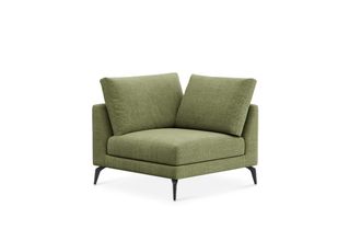 Castlery Lena Corner Sofa Customized, (Washed Chenille) Moss (Matte Black Legs), Machine Washable, Removable Covers for Sofas, Castlery