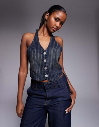 Abrand Abrand - Gilet di jeans corto lavaggio blu scuro