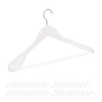 Relaxdays Pack De 40 Perchas Traje Anchas, Para Chaquetas, Abrigos O Vestidos, Madera, 45 Cm De Ancho, Blanco