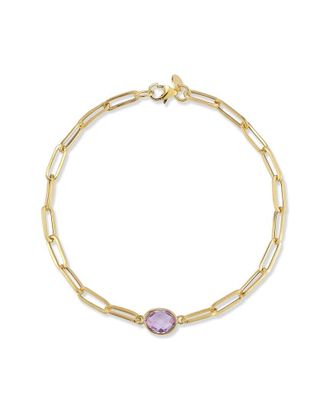 Italian Gold, Inc 14K Italian Gold Amethyst Paperclip Chain Bracelet