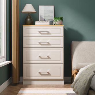 Welcome Furniture Kingston Ready Assembled 4 Drawer Deep Chest in Kashmir Ash & Modern Oak - Welcome Furniture | TJ Hughes