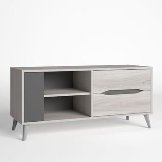 HOMN Mueble tv sal&oacute;n color roble/gris, 1 puerta y 2 cajones, 113x40x52 cm