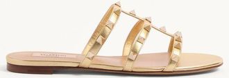 Valentino Garavani Rockstud Laminated Nappa Slide Sandal Wo