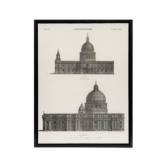 Artery8 St Paul St Peters Encyclopaedia Britannica Black Framed Canvas Art in White | Size: W24 x H32