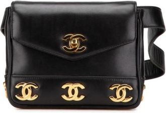 Chanel Pre-owned Leather chanel-bags - Dames - Vintage Schoudertas - Zwart - ONE Size - Leer - Vintage