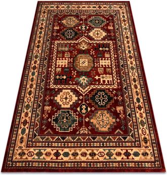RugsX Rugsx - Alfombra De Lana Kashqai 4306 300 Oriental, Marco Terracota / Beige Red 120x170 Cm
