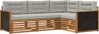 vidaXL Conjunto De Sof&aacute;s De Exterior 4 Uds. Natural Y Gris Claro Vidaxl