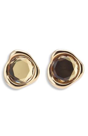 Lelet NY Sloane Crystal Button Earrings in Topaz/Gold at Nordstrom