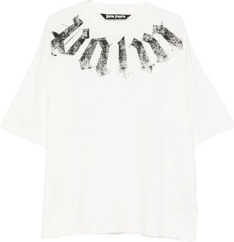 Palm Angels Big Neck White Logo Cotton T-Shirt