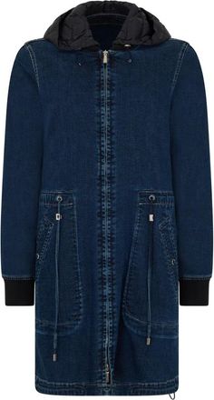 Moorer Lange Jas met Capuchon - Dames - Parka Jassen - Blauw - L - Polyester - Jassen
