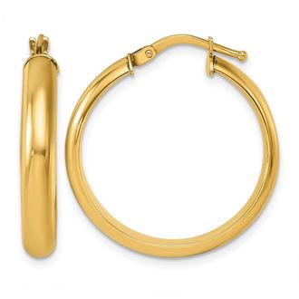 Diamond2Deal 14K Yellow Gold Polished 3.8x24.7mm Round Hoop Earrings