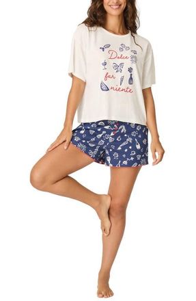 PJ Salvage Playful Print Cotton & Modal Short Pajamas in Dark Navy at Nordstrom, Size X-Small