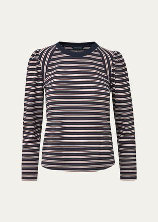Veronica Beard Mason Striped Crewneck Baseball T-Shirt