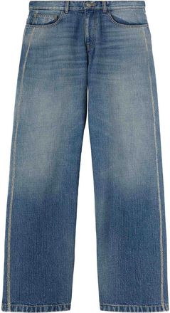 Palm Angels Curved Logo Loose-Fit 5 Pockets Jeans