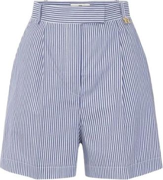 Elisabetta Franchi Striped Stretch Cotton Shorts - Dames - Korte Broeken - Veelkleurig - L - Katoen - Korte Broeken