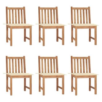 vidaXL Sillas De Jard&iacute;n 6 Unidades Con Cojines Madera Maciza De Teca Vidaxl