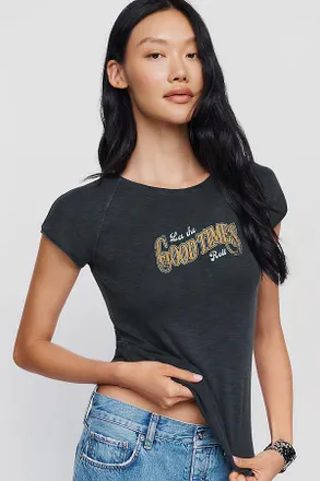 Pilcro Good Times Cotton Modal Graphic Baby Tee