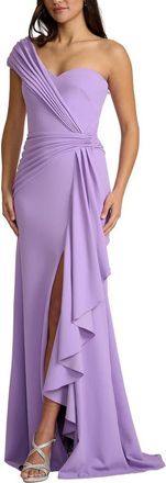 Tadashi Shoji Ruffle One-Shoulder Crepe Gown in Purple Haze at Nordstrom, Size X-Large