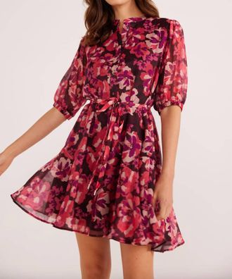 Minkpink Savannah Mini Dress In Painterly Blooms