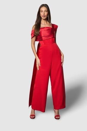 Coast Bardot Contrast Twill Jumpsuit in Red at Nordstrom, Size 6