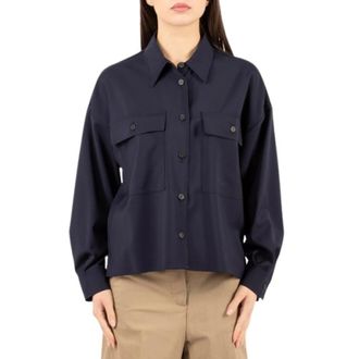 Max Mara Light Jackets, female, Blue, Size: XS Mulino Crop Jacket