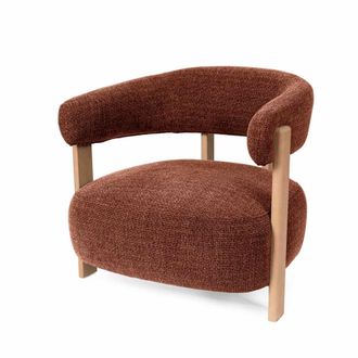 Koketto Home Butaca tapizada en terracota con patas de madera maciza