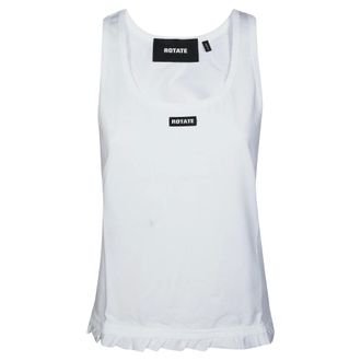 Rotate Rotate Birger Christensen, Tops, Dames, Wit, M, Tanktop met Volant Logo