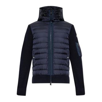Moncler Truien & Vesten, Heren, Blauw, XL, Leer, Vest met donsgevulde voorkant