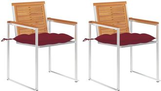 vidaXL Vidaxl - Sillas De Jard&iacute;n Con Cojines 2 Uds Madera Maciza Acacia Y Acero