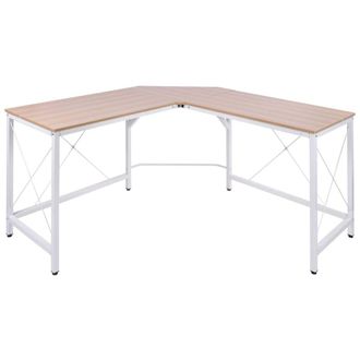 HOMCOM Mesa de ordenador 150x150x76cm roble