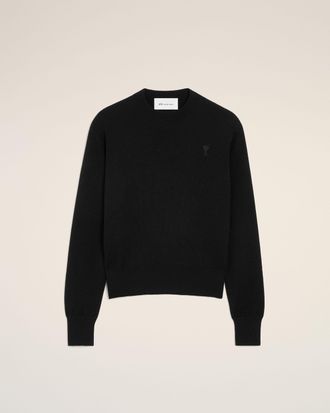 Ami Black Wool Crewneck Sweater With Contrasted Ami De Coeur Black - XXL - for Men