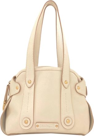 Ferragamo White Leather Tote Bag (Pre-Owned)