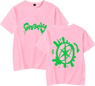 Generic Katseye Gnarly Logo Print T-Shirt Men Women O-Neck Fashionable Short Sleeve (Pink,M)