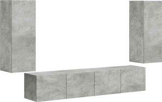 vidaXL Conjunto De Mueble Para Tv De Pared 4 Uds. Gris Concreto Vidaxl
