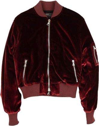 Amiri Velvet Satin Bomber Jacket- Burgundy