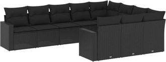 vidaXL Vidaxl - Set De Sof&aacute;s De Jard&iacute;n 10 Pzas Cojines Rat&aacute;n Sint&eacute;tico Negro