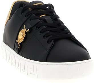 Versace Mens Black Nylon Low Top Sneakers