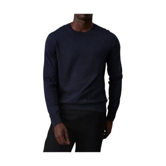 Calvin Klein Round-neck Knitwear, male, Blue, Size: XL Supima Cotton Classic Sweater