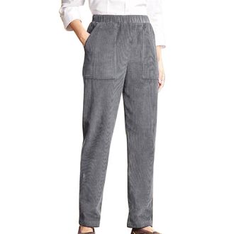 Generic Corduroy Trousers Women Elasticated Waist,Wide Leg Trousers For Women Plus Size High Waist Elasticated Waist Bottoms Winter Stretch Joggers Tracksuit 