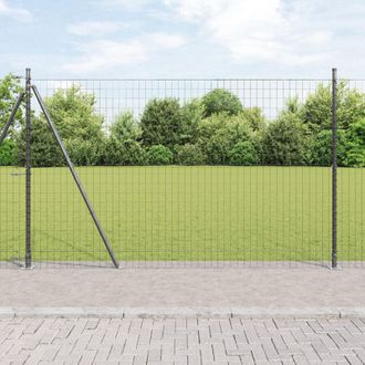 Berkfield Home Euro Fence with 7 Flanged Posts 1.4x10 m Galvanised Steel in Silver