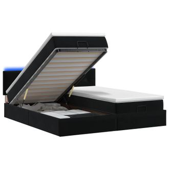 vidaXL Letto Ottomano Con Materasso E Led Nero 180 X 200 Cm Velluto Vidaxl