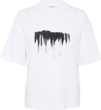 Karen by Simonsen Grafische Print Boxy Tee Bright White - Dames - T-shirts - Wit - XS - Tops