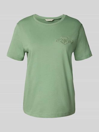 GANT Regular Fit T-Shirt aus reiner Baumwolle mit Logo-Patch in Mint, Gr&ouml;&szlig;e L
