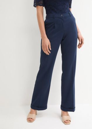 Bonprix Marlene-Hose BONPRIX Marlenehose, Damen, Gr. 36, N-Gr, blau (dunkelblau), Twill, Obermaterial: 66% Polyester, 33% Viskose, 1% Elasthan, unifarben, loo