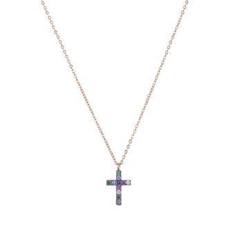 Luxenter kon collier in 925 sterling zilver en veelkleurige zirkonia met 18 karaat ros&eacute;goud vergulde afwerking