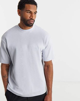 HUGO BOSS Waffle Logo T-Shirt - Light Grey