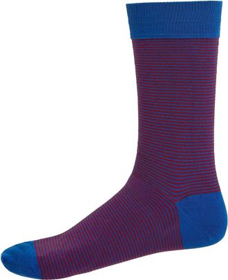 Oliver Brown Horizontal Stripe Socks Redcurrant/Royal