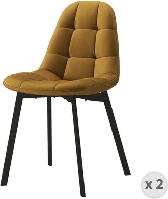 Moloo Silla de terciopelo mostaza y metal negro (x2)